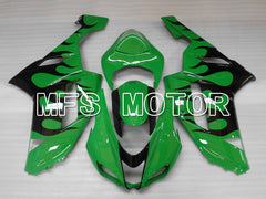 Kawasaki NINJA ZX6R 2007-2008 Injection ABS Fairing - Flame - Black Green - MFS6442 - Fairings Kit