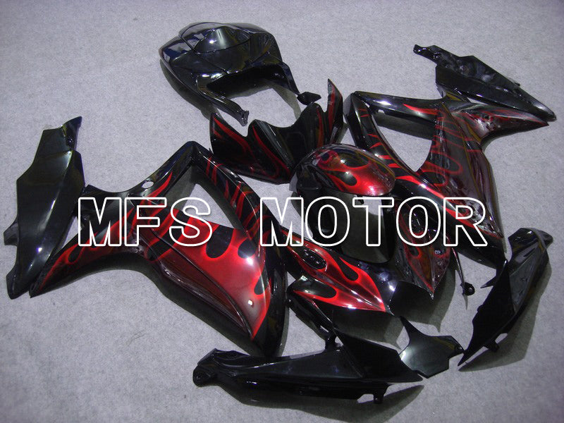Suzuki GSXR600 GSXR750 2008-2010 Injection ABS Fairing - Flame - Black Red - MFS5047 - Fairings Kit