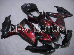 Suzuki GSXR600 GSXR750 2008-2010 Injection ABS Fairing - Flame - Black Red - MFS5047 - Fairings Kit