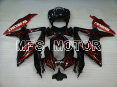 Suzuki GSXR600 GSXR750 2008-2010 Injection ABS Fairing - Flame - Black Red - MFS2442 - Fairings Kit