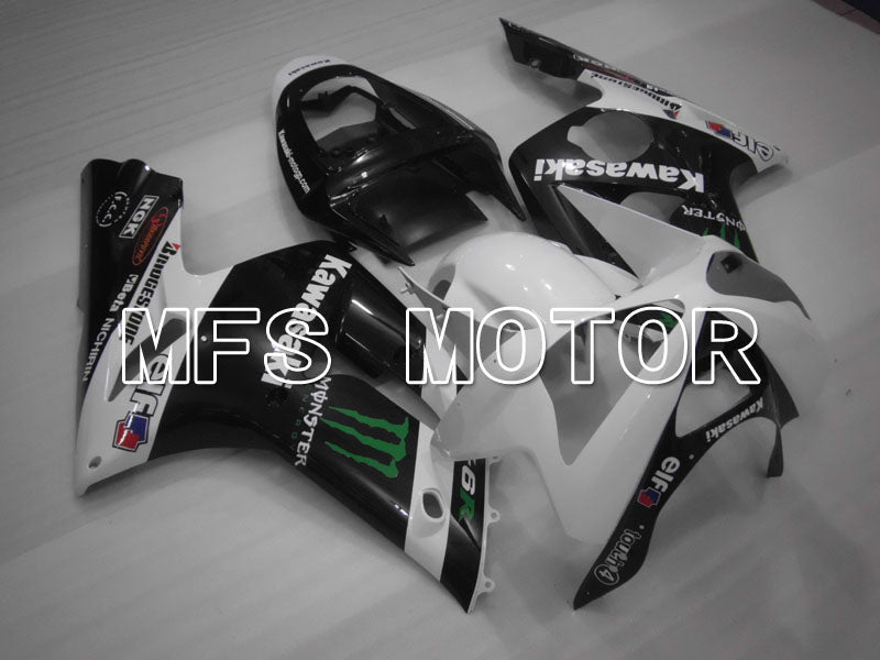 Kawasaki NINJA ZX6R 2003-2004 Injection ABS Fairing - Monster - Black White - MFS3713 - Fairings Kit