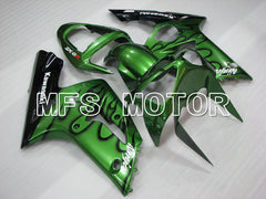 Kawasaki NINJA ZX6R 2003-2004 Injection ABS Fairing - Flame - Black Green - MFS3725 - Fairings Kit