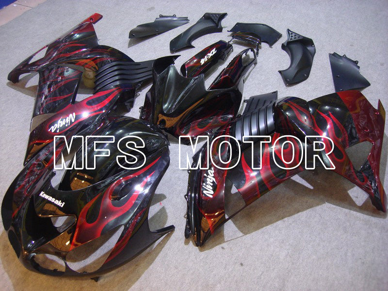 Kawasaki NINJA ZX14R 2006-2011 Injection ABS Fairing - Flame - Black Red - MFS6079 - Fairings Kit