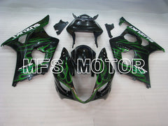 Suzuki GSXR1000 2003-2004 Injection ABS Fairing - Flame - Black Green - MFS2574 - Fairings Kit