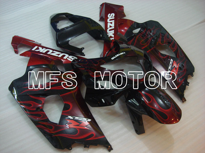 Suzuki GSXR600 GSXR750 2004-2005 Injection ABS Fairing - Flame - Black Red - MFS2237 - Fairings Kit