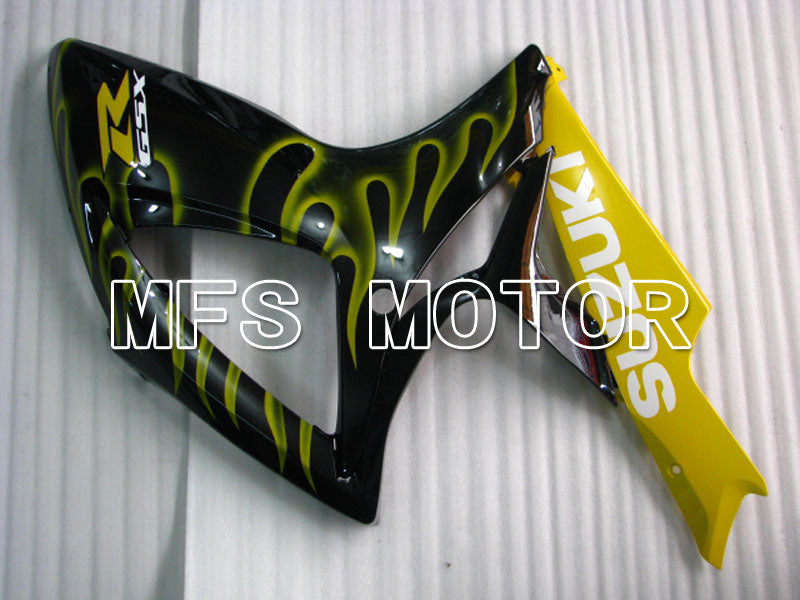 Suzuki GSXR600 GSXR750 2006-2007 Injection ABS Fairing - Flame - Black Yellow - MFS2341 - Fairings Kit