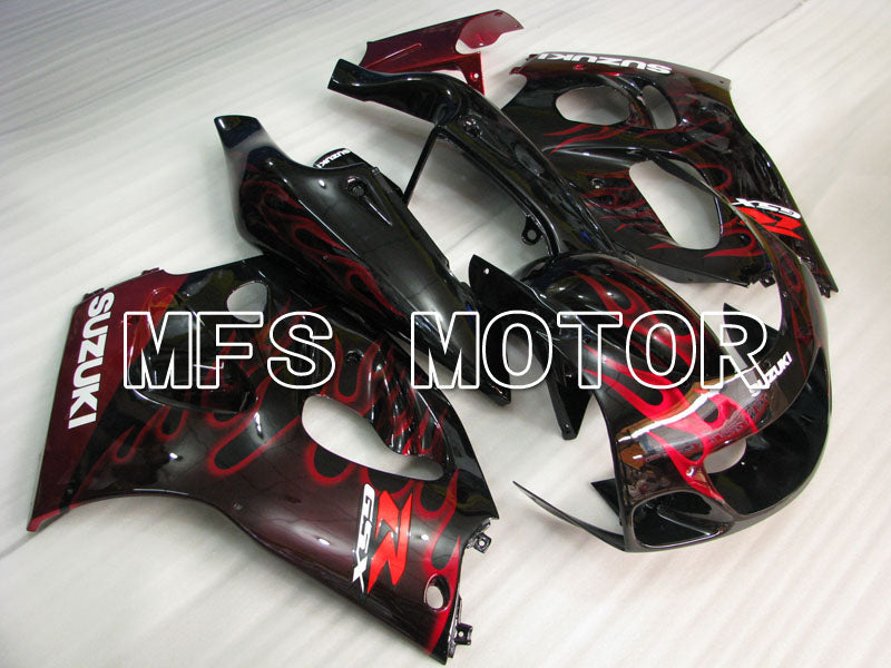Suzuki GSXR750 1996-1999 ABS Fairing - Flame - Black Red - MFS6880 - Fairings Kit
