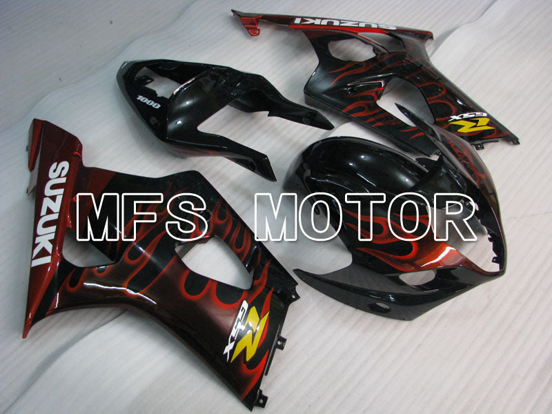 Suzuki GSXR1000 2003-2004 Injection ABS Fairing - Flame - Black Red - MFS2576 - Fairings Kit