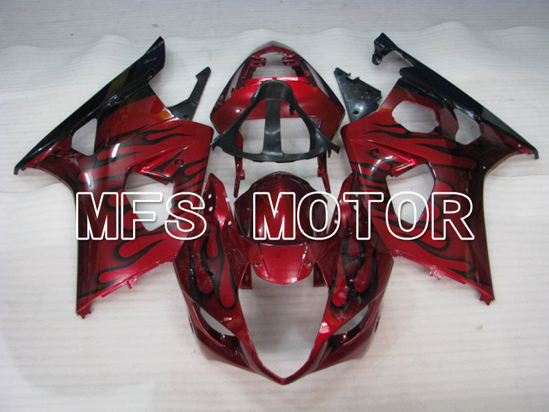 Suzuki GSXR1000 2003-2004 Injection ABS Fairing - Flame - Black Red - MFS2578 - Fairings Kit