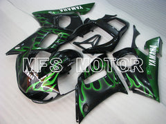 Yamaha YZF-R6 1998-2002 Injection ABS Fairing - Flame - Black Green - MFS3520 - Fairings Kit