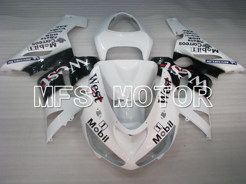 Kawasaki NINJA ZX6R 2005-2006 Injection ABS Fairing - West - Black White - MFS3787 - Fairings Kit