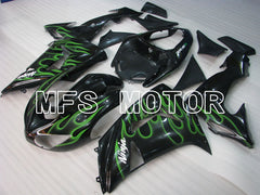 Kawasaki NINJA ZX10R 2006-2007 Injection ABS Fairing - Flame - Black Green - MFS4002 - Fairings Kit