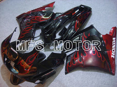 Honda CBR600 F2 1991-1994 ABS Fairing - Flame - Black Red - MFS4870 - Fairings Kit