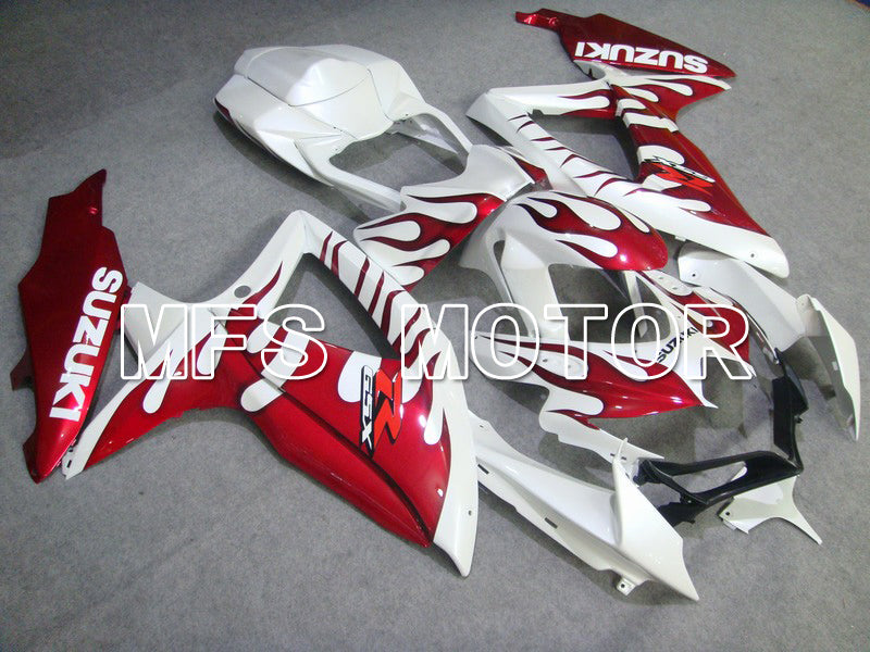 Suzuki GSXR600 GSXR750 2008-2010 Injection ABS Fairing - Flame - Red White - MFS5060 - Fairings Kit