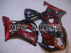Suzuki GSXR1000 2003-2004 Injection ABS Fairing - Black Red - Flame - MFS5562 - Fairings Kit