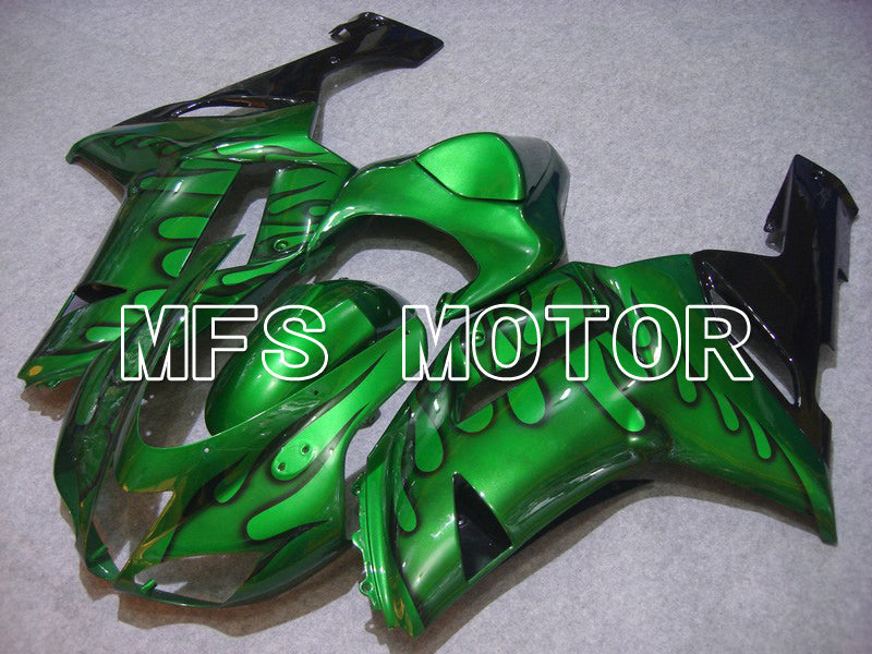 Kawasaki NINJA ZX6R 2007-2008 Injection ABS Fairing - Flame - Black Green - MFS5742 - Fairings Kit