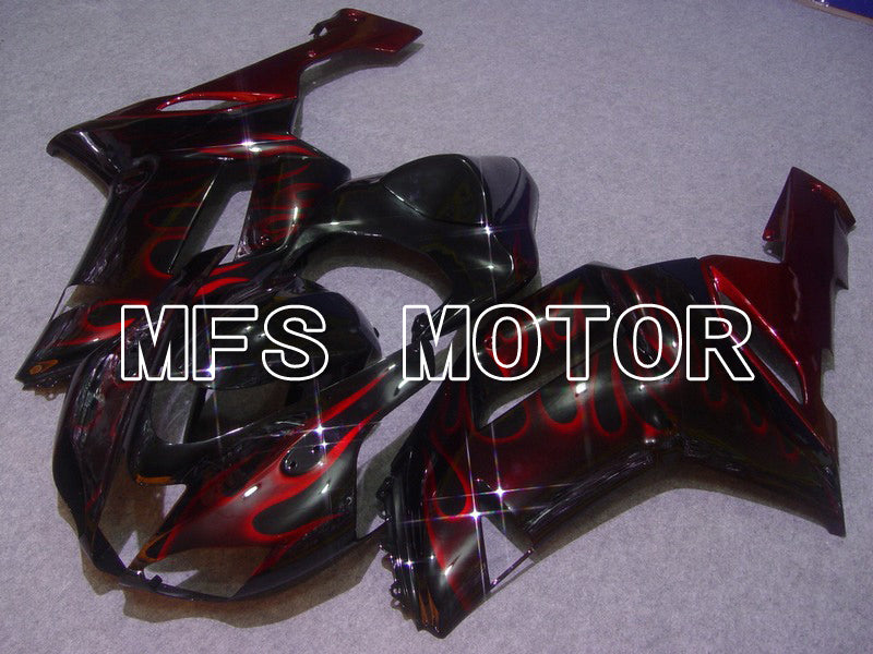 Kawasaki NINJA ZX6R 2007-2008 Injection ABS Fairing - Flame - Black Red - MFS5748 - Fairings Kit