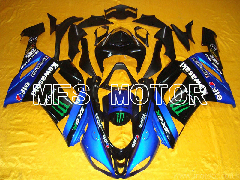 Kawasaki NINJA ZX6R 2007-2008 Injection ABS Fairing - Monster - Black Blue - MFS5763 - Fairings Kit
