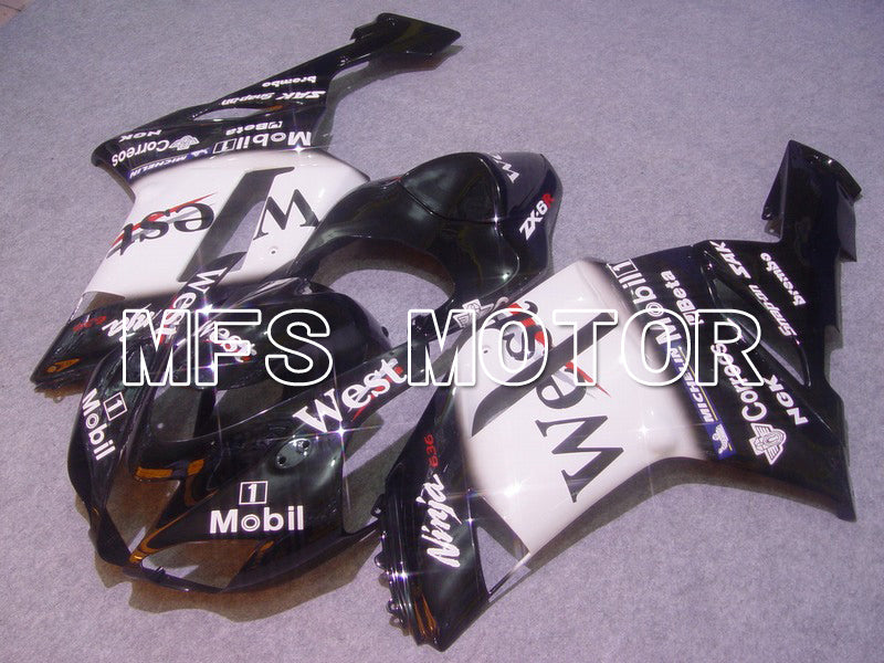 Kawasaki NINJA ZX6R 2007-2008 Injection ABS Fairing - West - Black White - MFS5787 - Fairings Kit