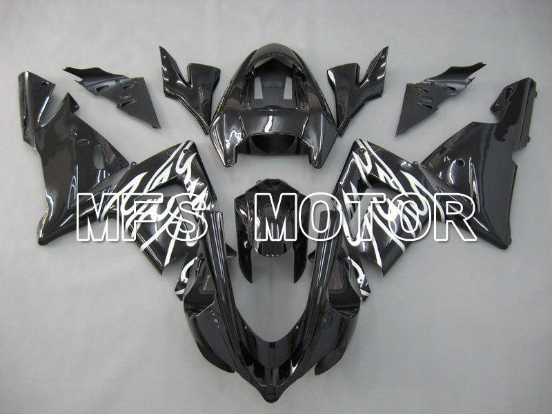 Kawasaki NINJA ZX10R 2004-2005 Injection ABS Fairing - Flame - Black White - MFS5942 - Fairings Kit